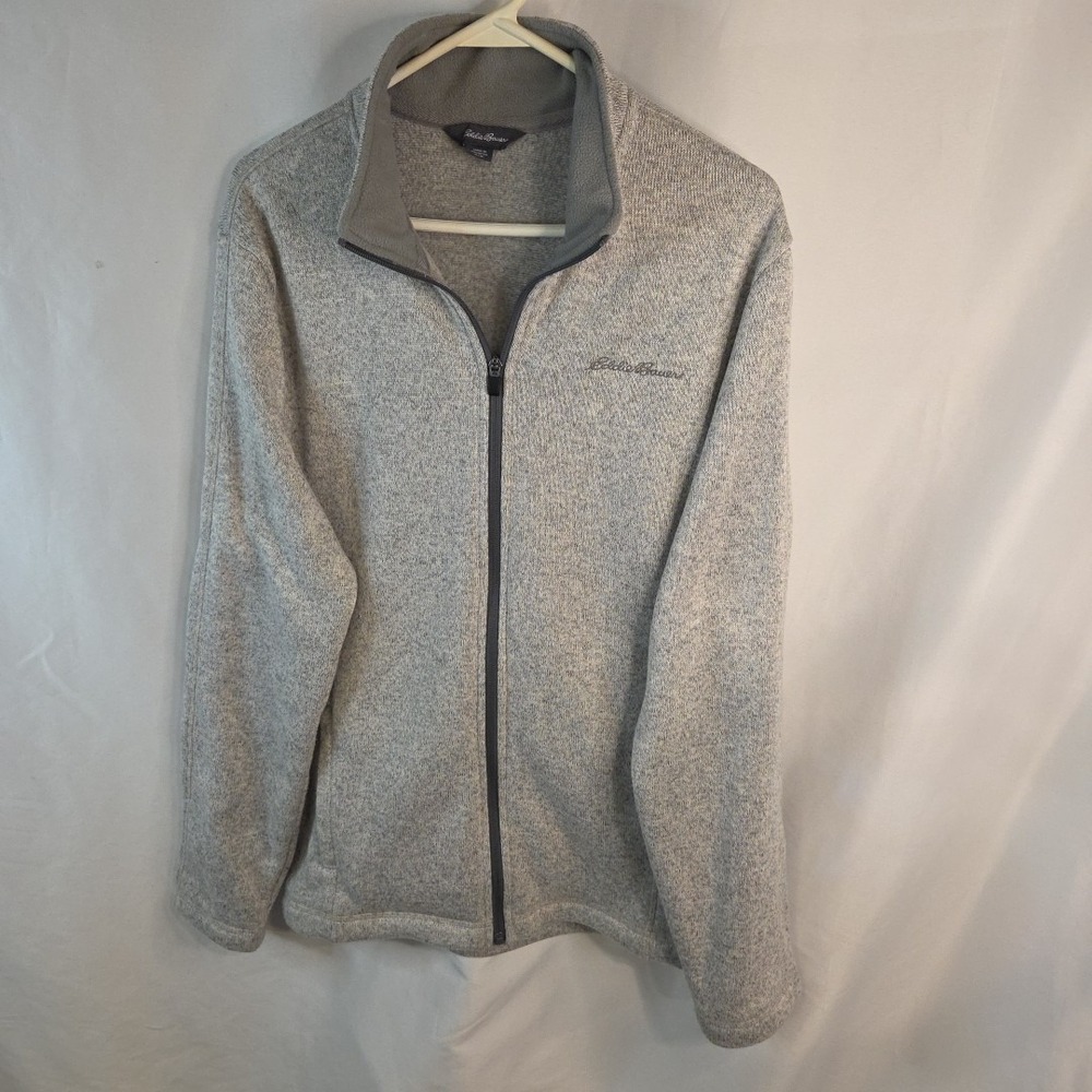 Eddie Bauer Men's M Full-Zip Fleece – Gray 100% Polyester